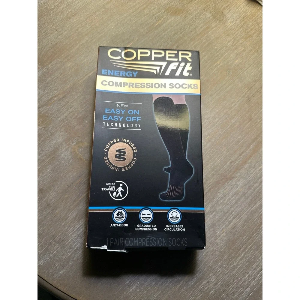 COPPER Fit Energy Compression Socks - 1 Pair Unisex Black Knee High